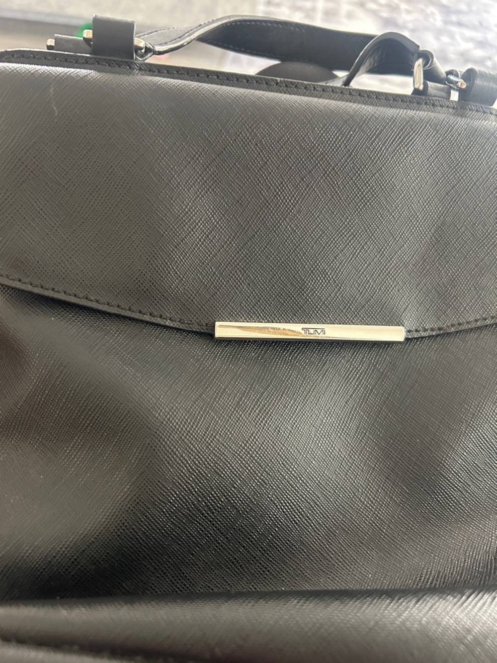 Tumi Black Saffiano Leather Crossbody Bag with Silver Hardware - Picture 2 of 16